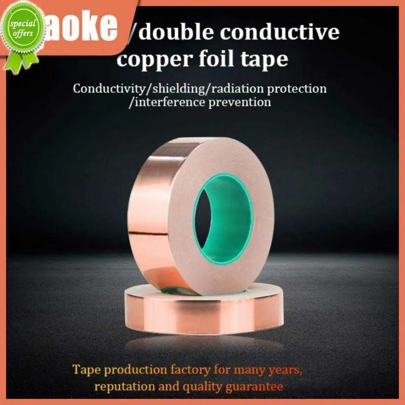 New Conductive Copper Foil Strip Double Guide Electronic Copper Foil Tape 50m Back Adhesive Heat Resist Tape Digital Maintenance