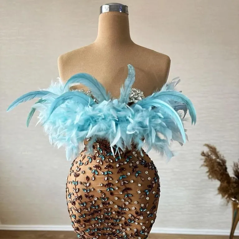 princess polly baby blue dress Taller Marmo Ubud feathered dress main image 1