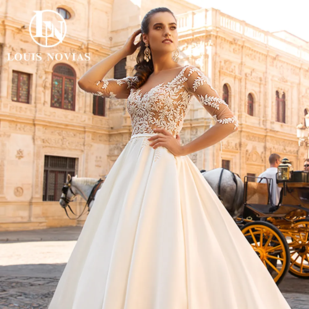 Half Sleeve Wedding Dresses A-line Short Train Elegant Simple Romantic Lace  Bridal Gown JKW259 | Classy wedding dress, Simple wedding gowns, Half sleeve  wedding dress