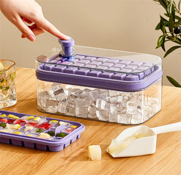 Ice Cube Maker with Storage Box Silicone Press Type Ice Cube Ice Tray Making Mold For Bar Gadget Kitchen Accessories JL1328