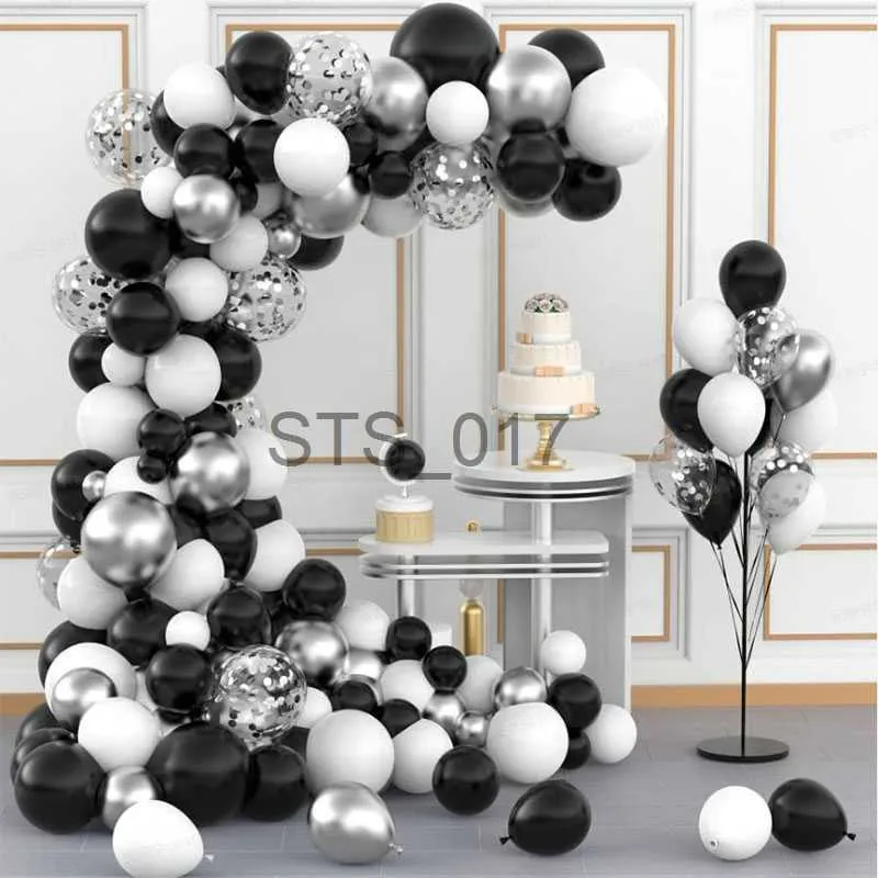 Hangers Racks 106pcs Silver Black White Balloons Garland Arch Kit Birthday Party Decorations Adult Kids 1 2 5 10 15 25 30 35 40 50 60 Year Old x0710