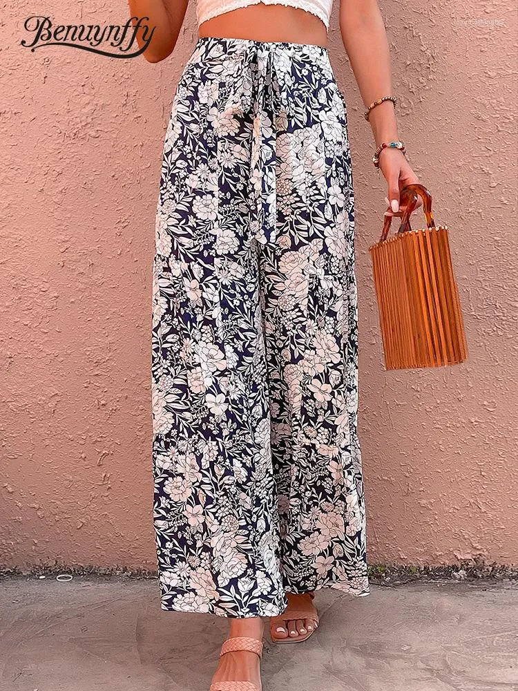 Floral Print Tie Front High Waist Pants Casual Boho Style For Womens Summer  Beach Outfit 2023 From Loveclothingfz3, $17.52