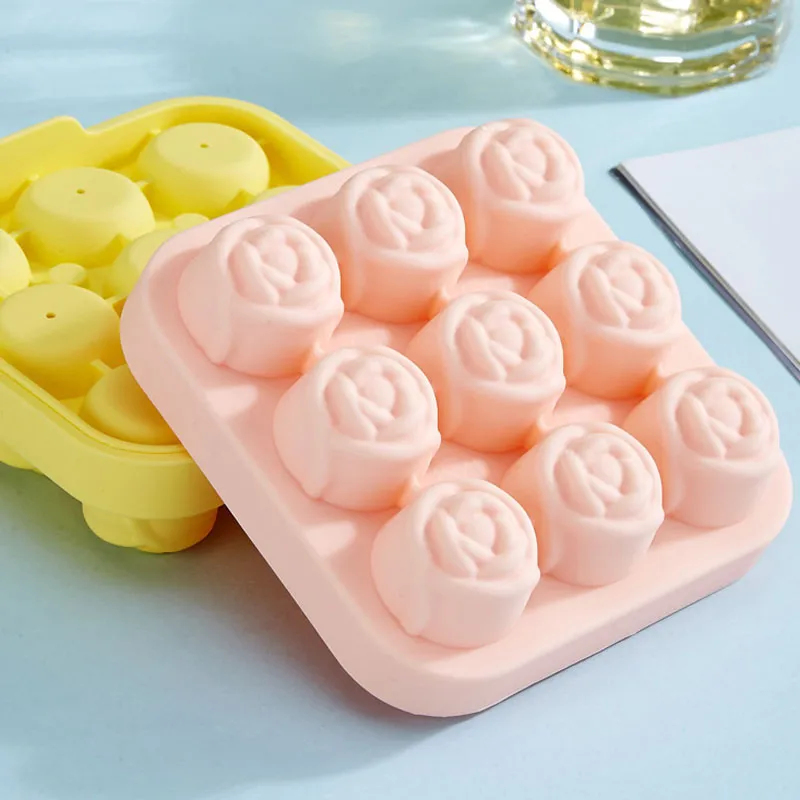 3d Silicone Rose Shape Ice Cubes Mold Ice Ball Mould For Cocktails