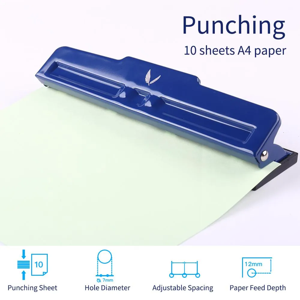 Punch Réglable Desktop Metal 4Hole Punch 10 Feuille Pupteur de trou de papier Papier avec SCRAPS Collecteur Réduit Effort pour la maison de bureau