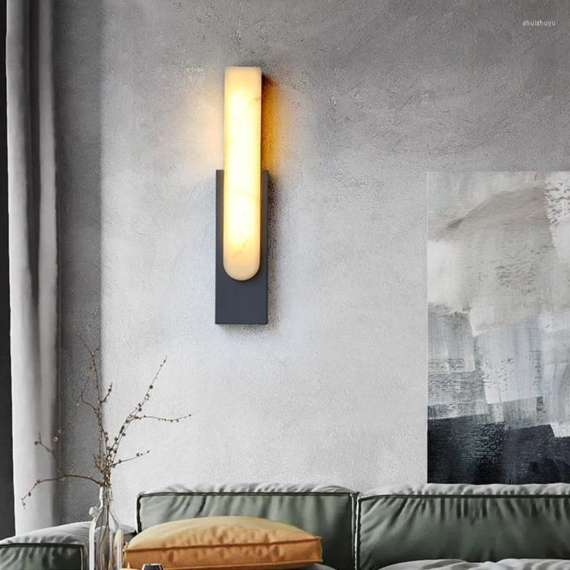 Vägglampa modern nordisk stil sten ledd för vardagsrum sovrum badrummet sängkläder el trappa design dekorativt ljus