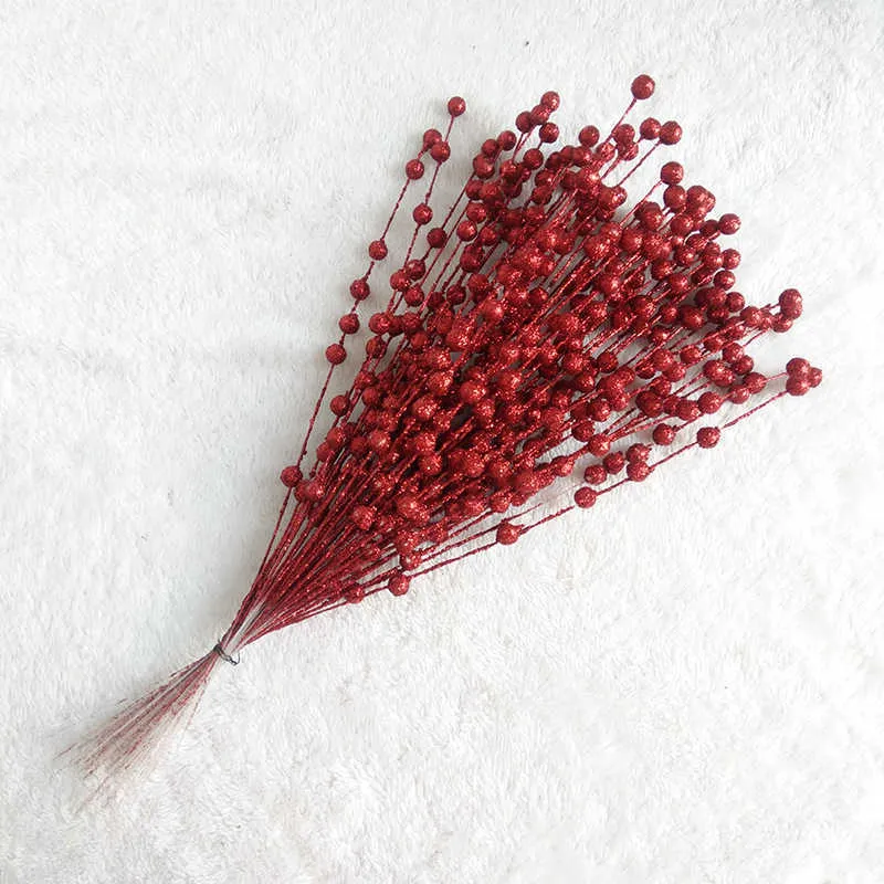 Dried Flowers Artificial Foam Christmas Berries Golden Glitter Sparkle Fake Flower DIY Decor Home Tables Wedding Bouquet Wholesale