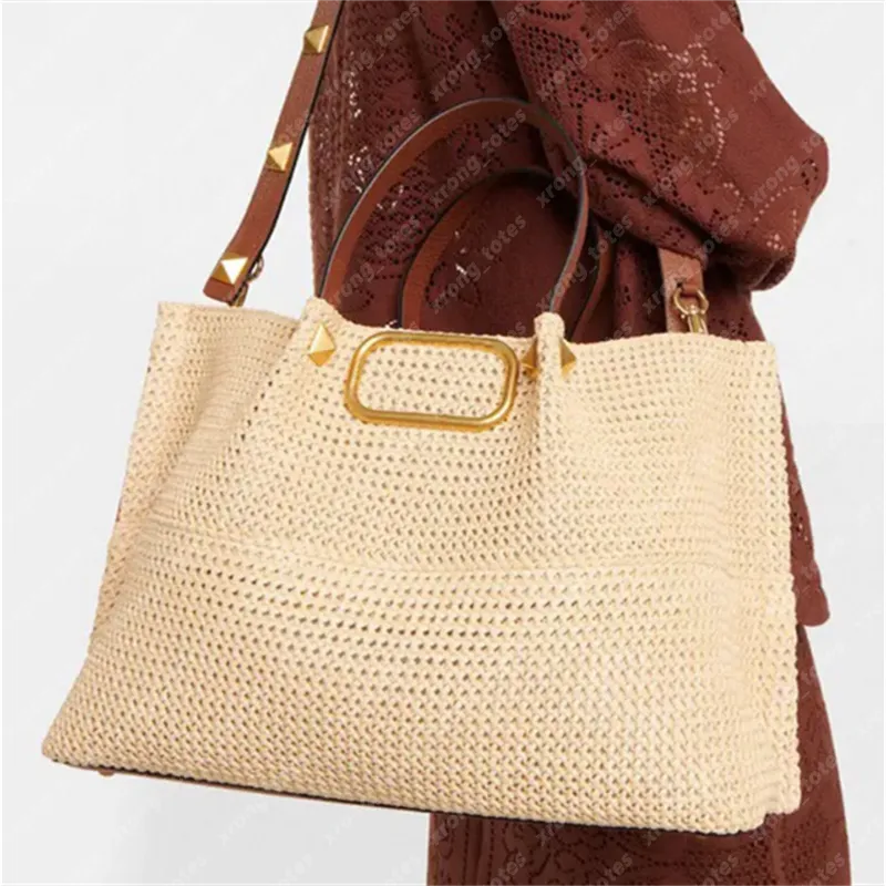 Rieten Gras Designer Strandtas Panier Womens Tote Breien Schoudertassen Designers Luxurys Bucket Crossbody Vintage Straw Bag Handtassen