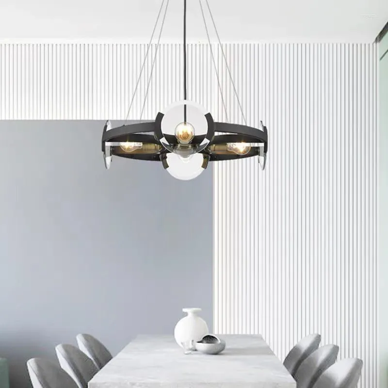 Lampy wiszące nordyckie kreatywne szklane szklane czarny salon żyrandol po nowoczesne minimalistyczne metalowe studia gastronomiczne sztuka