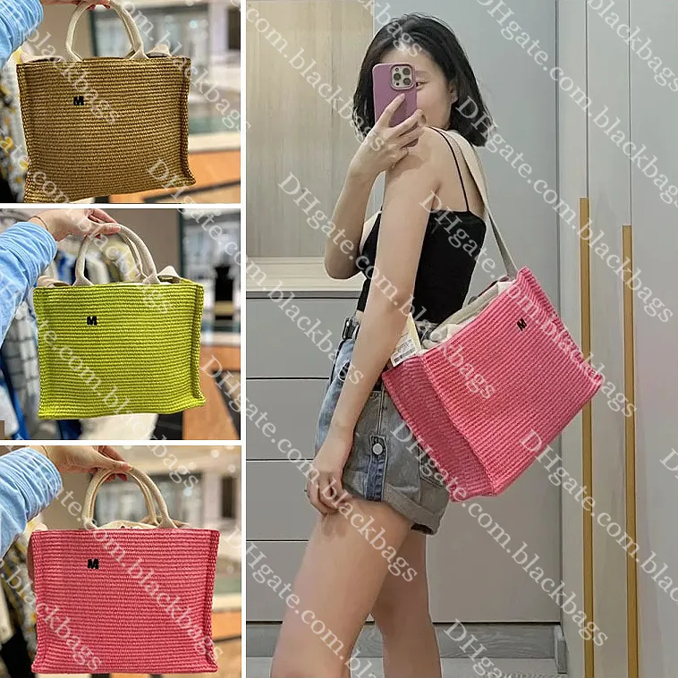 Bolsa Tote Bag Designer Handbag Lafite Grass Woven Bag Feminino Clássico Letras Bordadas Ombro Crossbody Bolsas Grande Capacidade