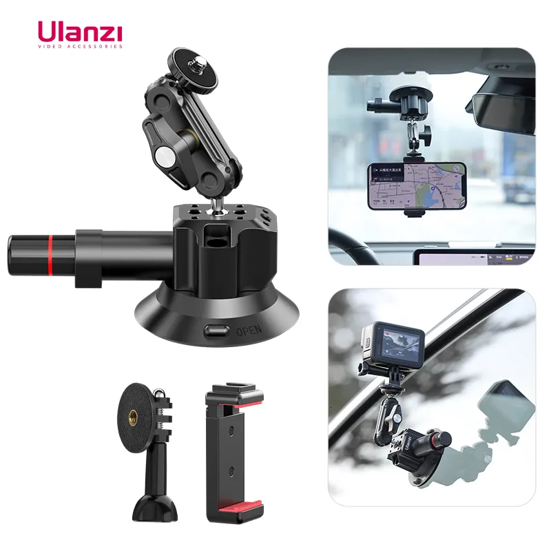 Stabilisatoren Ulanzi Auto Telefoon Actie Camera Houder Handpomp Zuignap 360ﾰ Verstelbaar 14 "38" Voor Insta360 DJI Smart 230714