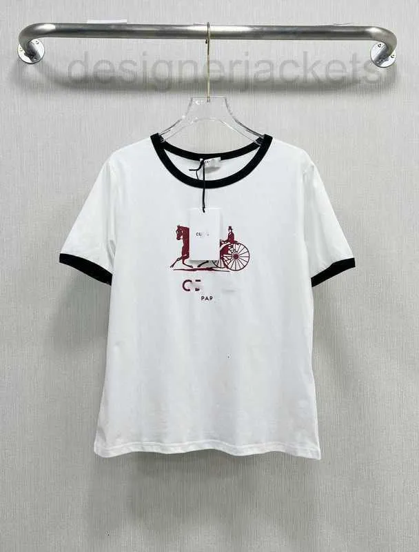 T-shirt pour femme Designer 23 Summer New Commuter Polyvalent Display Age Reducing Contrast Carriage Letter Printing T-shirt à manches courtes H8HG