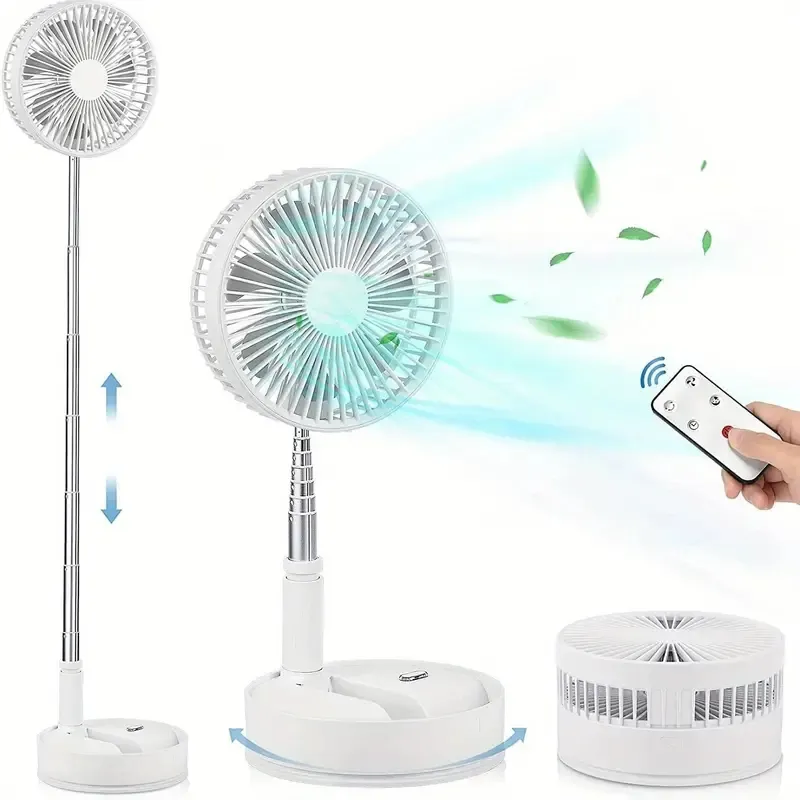 Portable Oscillating Standing Fan With Remote Control, 8 Inch Silent Pedestal Fan, 7200mAh Rechargeable Battery USB Powered Floor Fan-2