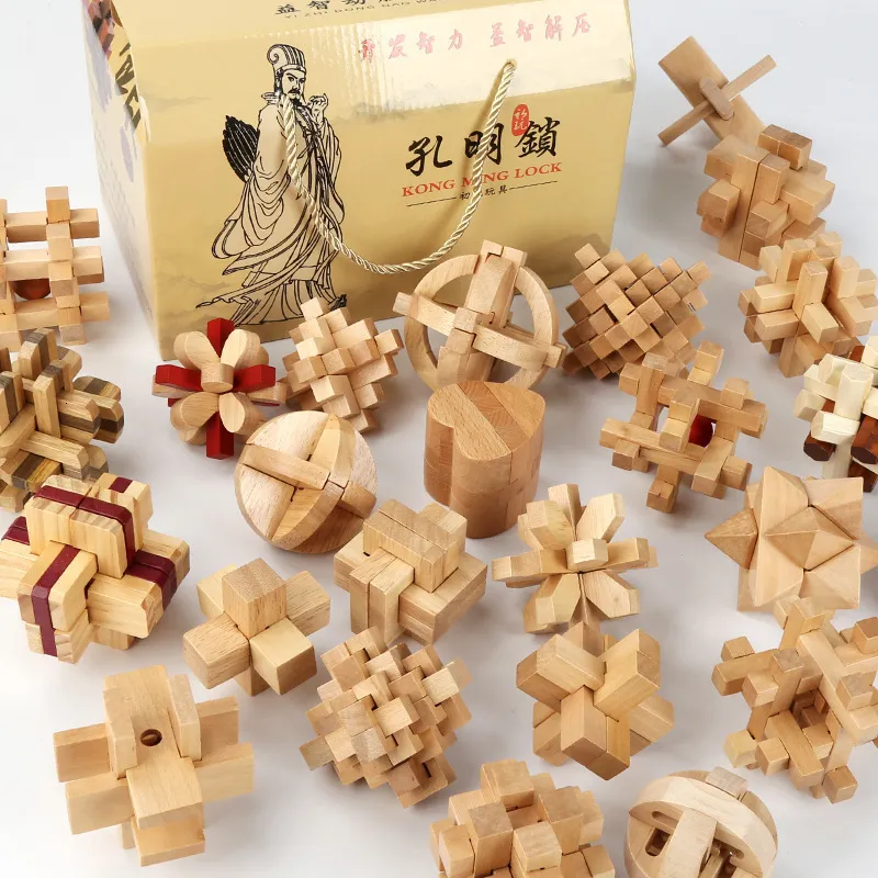 Puzzle 3d Wooden Kong Ming Ming Lock Lu Ban IQ Brain Teaser Juguete ...