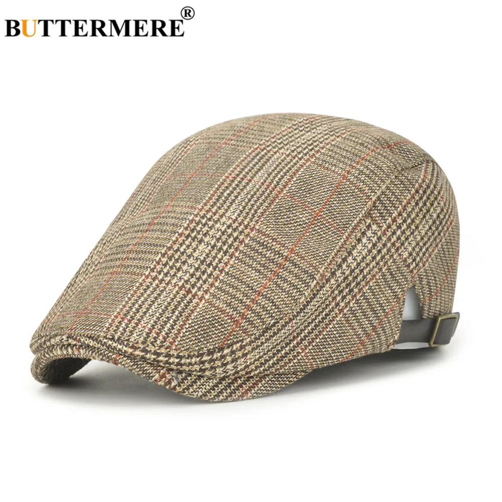 BUTTERMERE Berretto piatto da uomo berretto piatto da uomo in cotone scozzese di alta qualità in stile britannico vintage cappelli di edera regolabili