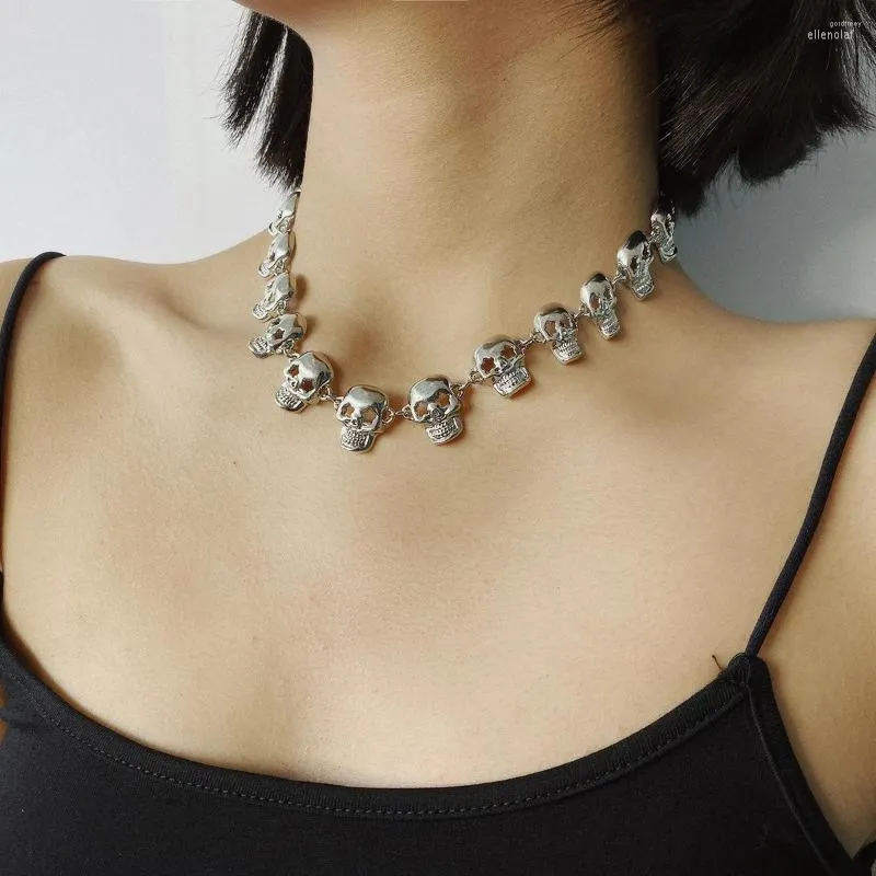 Choker 2023 Punk Halloween Schädel Metall Schlüsselbein Kette Halskette Für Frauen Geometrische Weibliche Mode Vintage-Schmuck