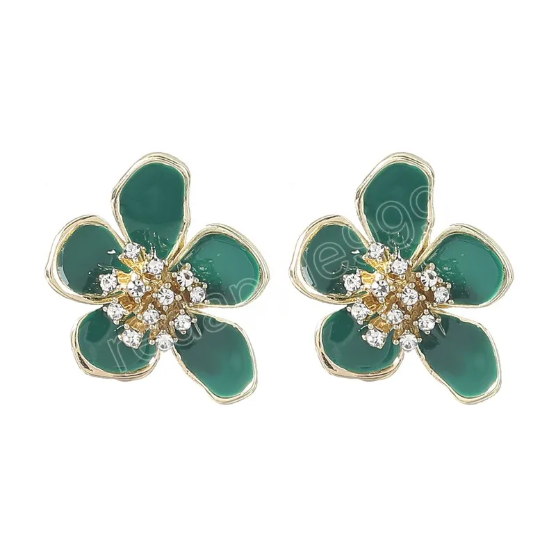 Fashion Metal Dripping Acrylic Flower Earrings Women's Cute Exaggerated Stud Earrings Party Accessories