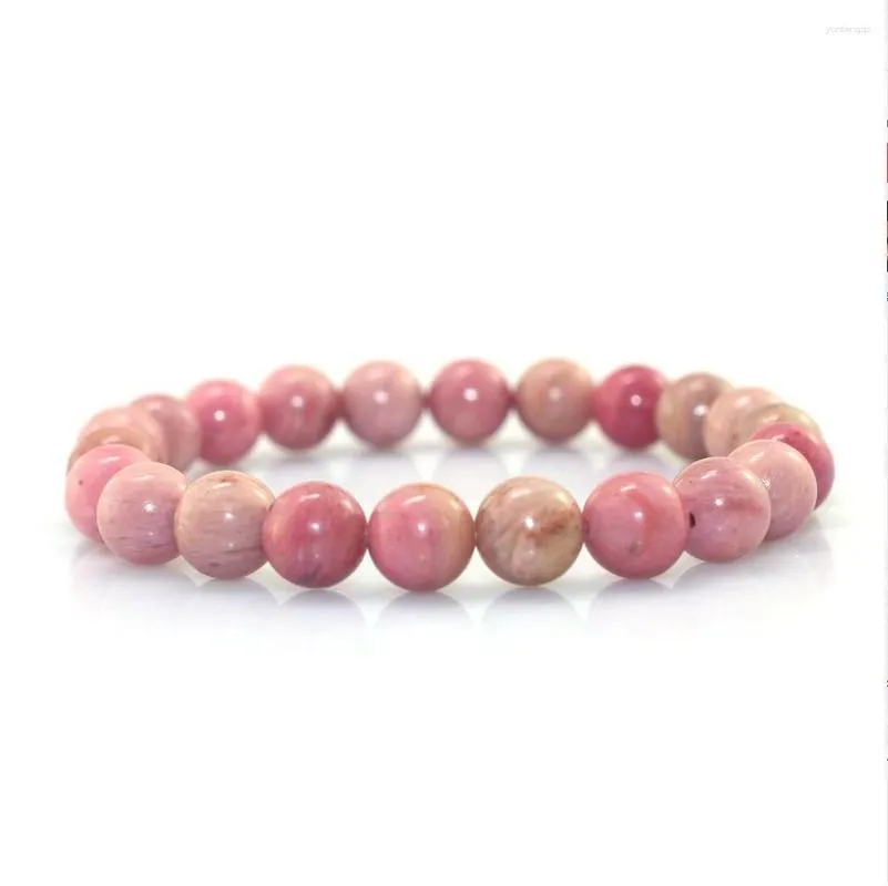 Urok Bracelets Naturalny Rhodochrosad Kamień dla kobiet mężczyzn Różowy branstele i bransoletki 8 mm okrągłe kropla bransoletki