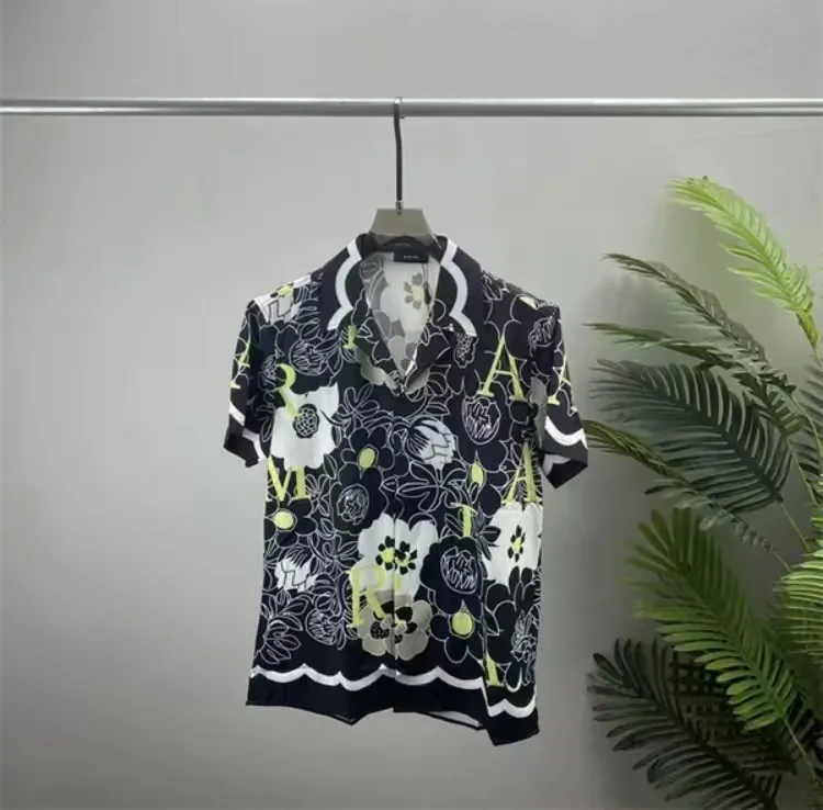 Designerska koszula męska guzika w górę do kręgli koszula Hawaii Floral Casual Shirts Men Slim Fit Sukienka z krótkim rękawem Hawajska T-shirt M-3xl Rqrew1