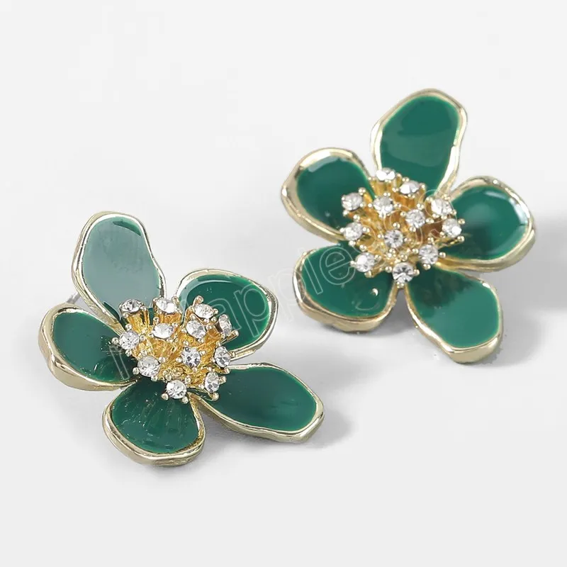 Fashion Metal Dripping Acrylic Flower Earrings Women's Cute Exaggerated Stud Earrings Party Accessories