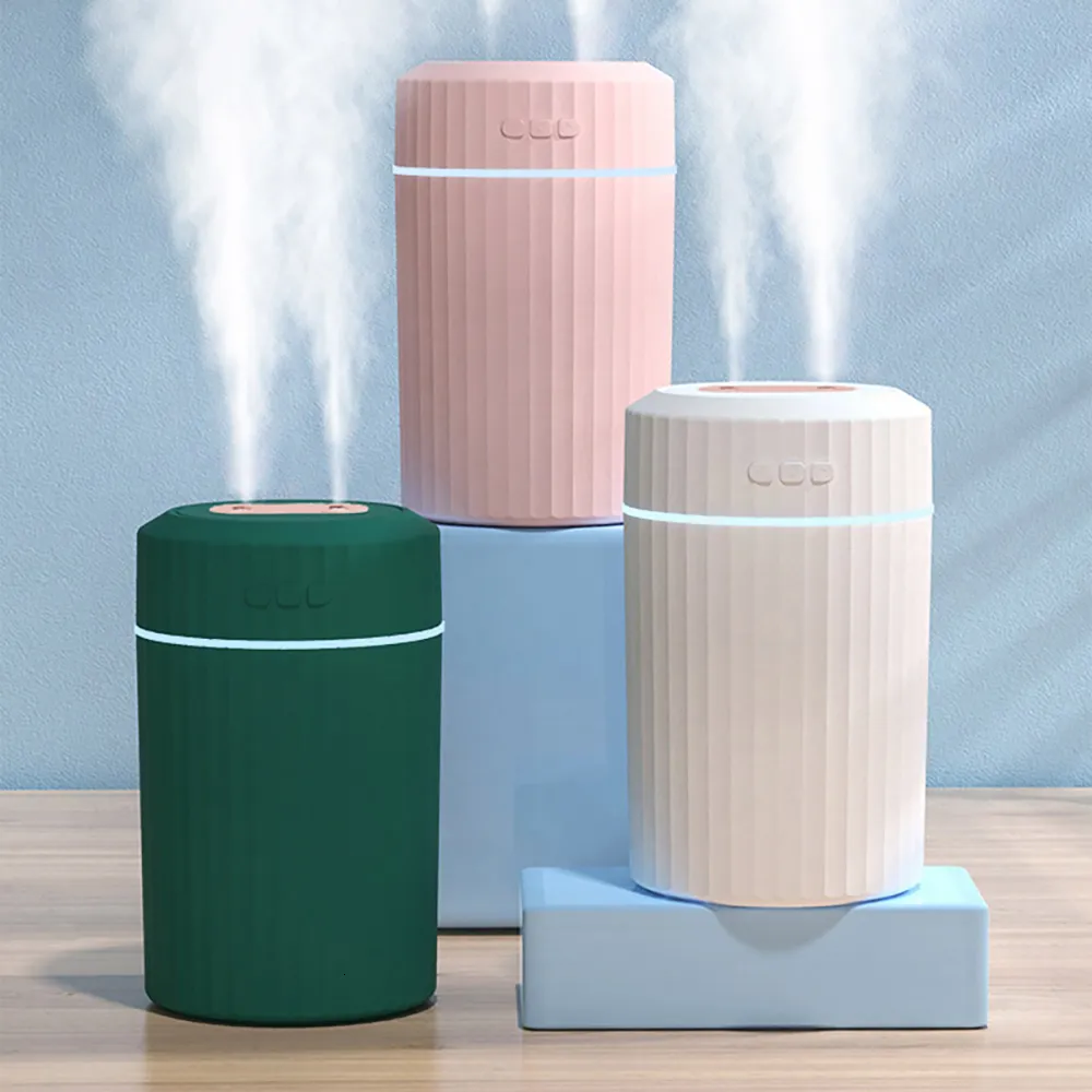 Humidificateurs 2L Humidificateur d'air Grand volume de brouillard Humidificateur à double pulvérisation Portable USB Humidificateur de bureau Diffuseur de parfum d'arôme d'huile essentielle 230627