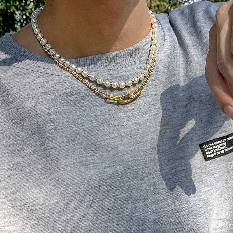 Collares con cuentas Punk Hip Hop Collar Retro Diseño geométrico creativo Cadena de perlas para Mujeres Hombres Personalidad Gargantilla Joyas Regalos 230613