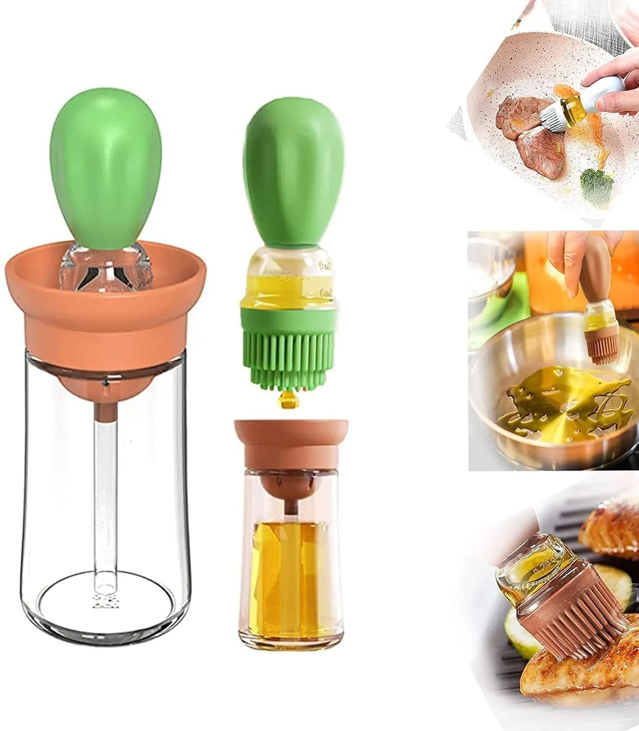 BBQ Grills Distributeur de bouteille d'assaisonnement de sauce à l'huile portable avec brosse en silicone pour la cuisson de la cuisine de qualité alimentaire peut 230627