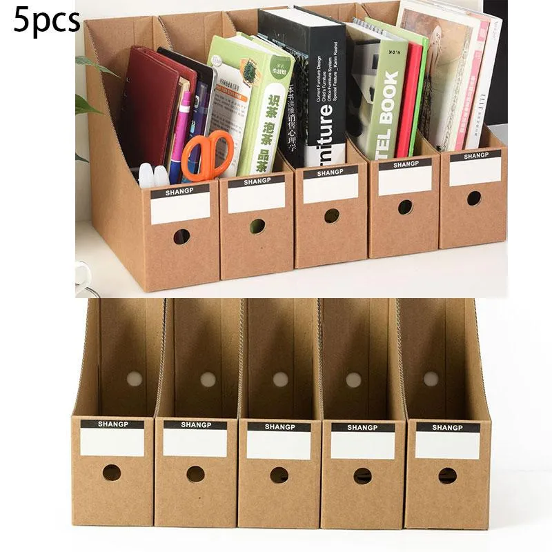 Paper Kraft Paper Office Supplies BookEnd 5PCS Magazine File Holder Organizer Box Desk Letter Documentsストレージ文房具付きラベル付き