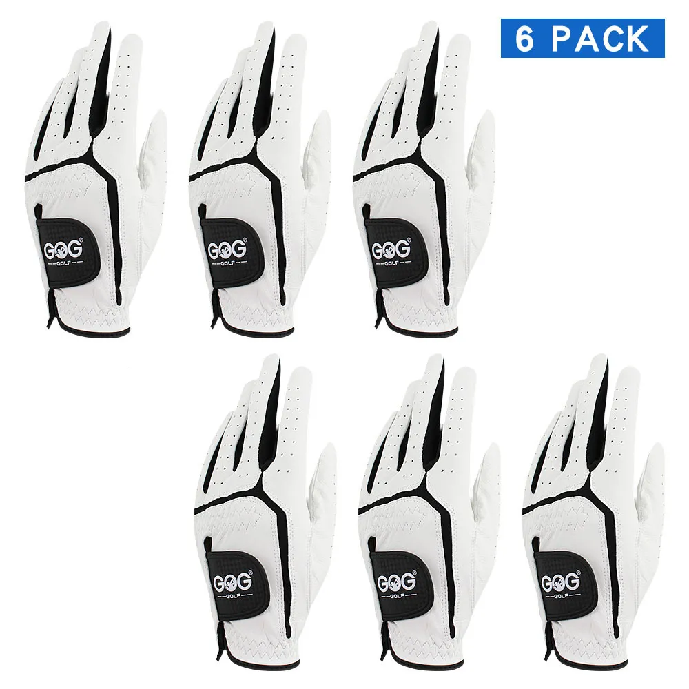 Gants de sport 6 PCS Hommes Gant De Golf En Cuir De Mouton Véritable Respirant Pour Hommes Portés Sur La Main Gauche Antidérapant Marque GOG 230627