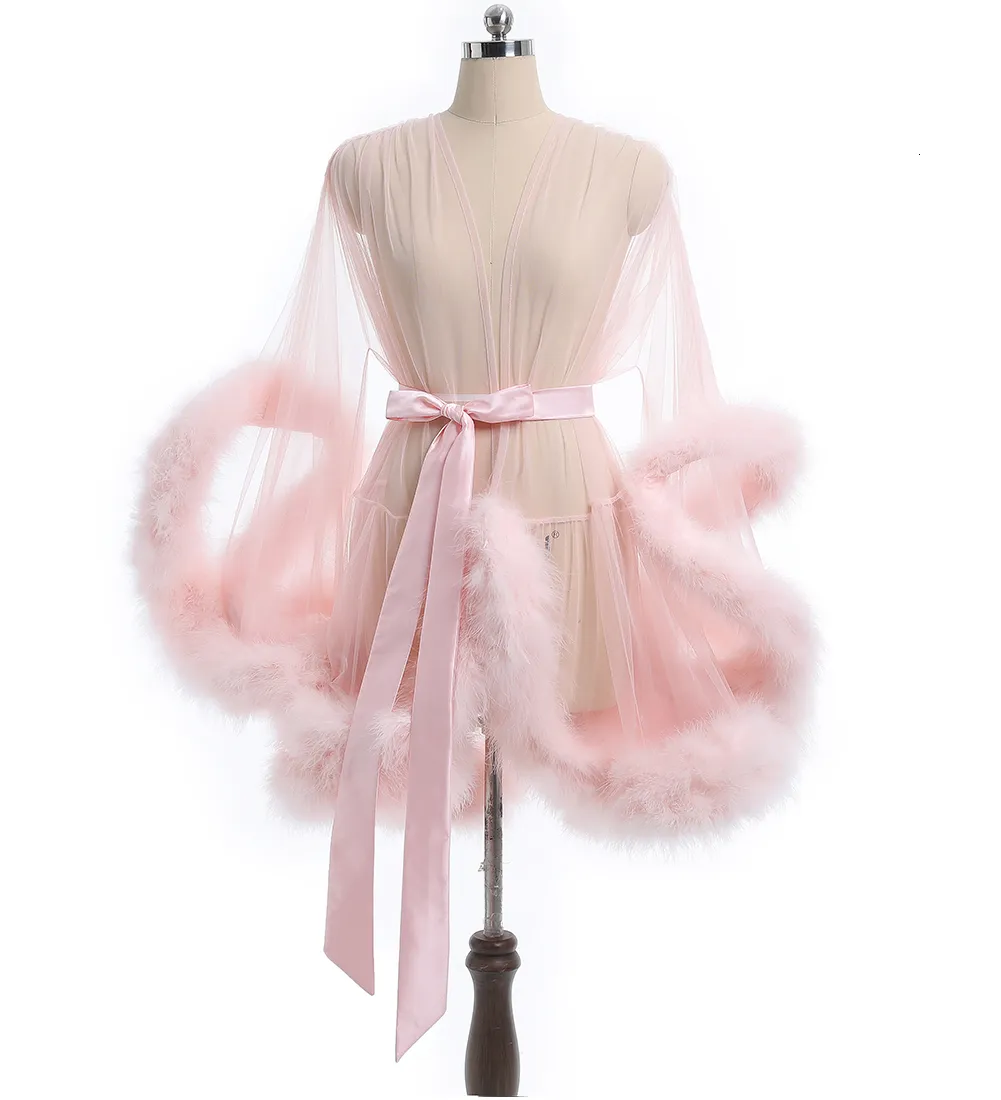 KURFACE Maternity Dressing Gown Photoshoot Perspective Sheer Long Robe Puffy Tulle Robe Translucent, skin