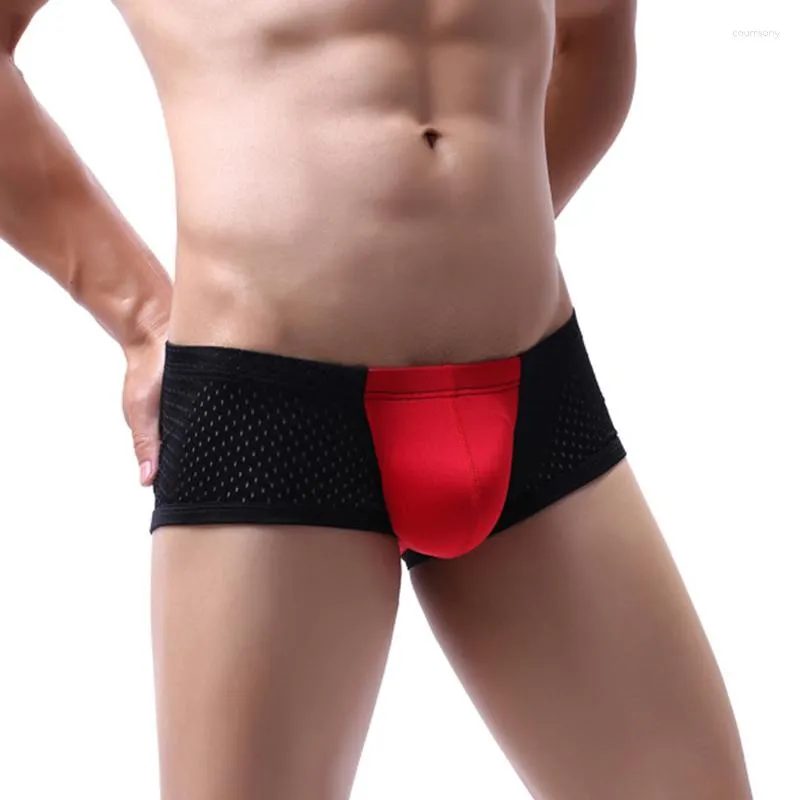 Cuecas masculinas de marca, cuecas masculinas, sexy, respiráveis, patchwork, boxers, cuecas, hombre, malha