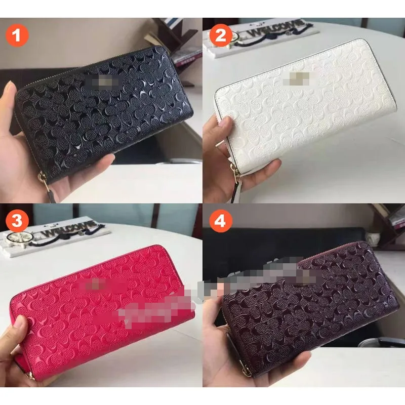 54805 Portafoglio con cerniera a fisarmonica in pelle firmata Borsa lunga da donna Dompet Wanita Portafoglio portatile, portafoglio raffinato e alla moda