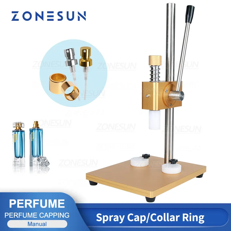 ZONESUN Capping Machine for Collar Ring Crown Perfume Glass Bottle Crimping Pressing Packaging ZS-YG30