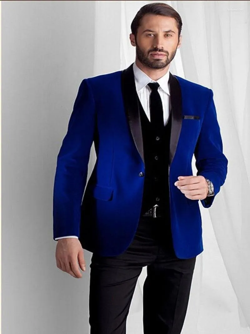 Costumes pour hommes Auriparus Flaviceps 2023 Smart Style Custom Made Châle Noir Revers Marié Tuxedos Velours Hommes Mariage Blazer (Veste