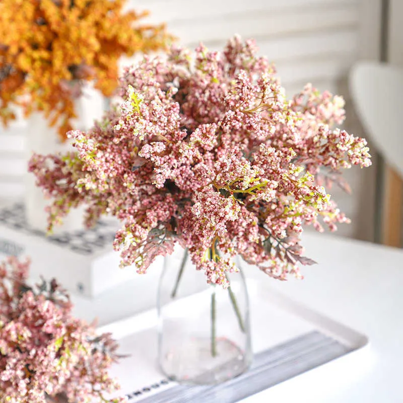 Fiori secchi rosa bella schiuma artificiale fai da te decorazione della casa di nozze parete lusso di alta qualità bouquet autunno piante finte all'ingrosso