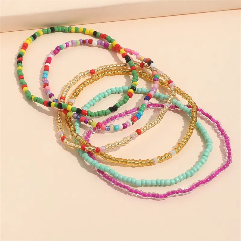 Bohemian Bunte Reis Perle Fußkettchen Set Für Frauen Sommer Sandy Strand Kette Auf Bein Knöchel Armband Weibliche Mode-Schmuck