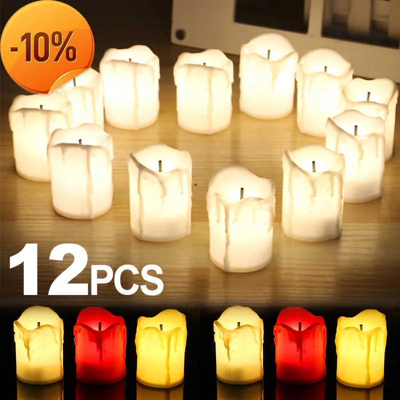 Modern Bright White Battery Tea Lights Bulk Set Of 12 Flameless Led Tea  Candles