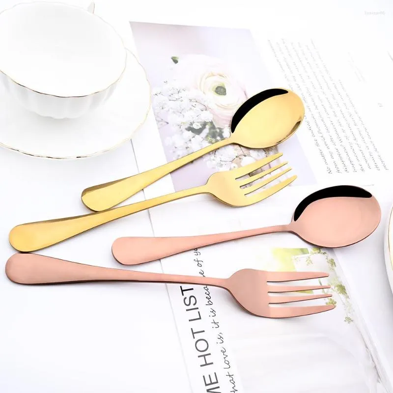 Servis uppsättningar DRMFIY 2st Rose Gold Set Service Spoons Fork Cutlery rostfritt stål Kök Buffé Middag Restaura Tabeller