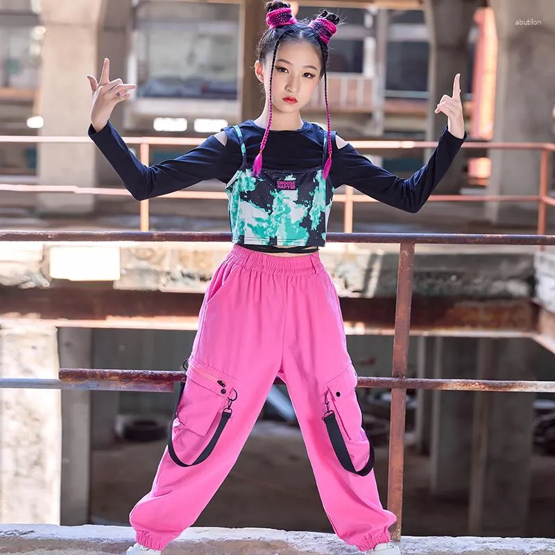 Girls Hip Hop Dance Costume Jazz Performance Outfit with Vest