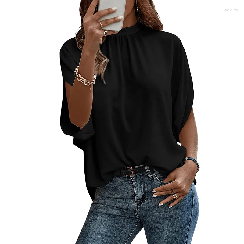 T-shirt da donna Camicetta con collo a lupetto con maniche a dolman casual da donna