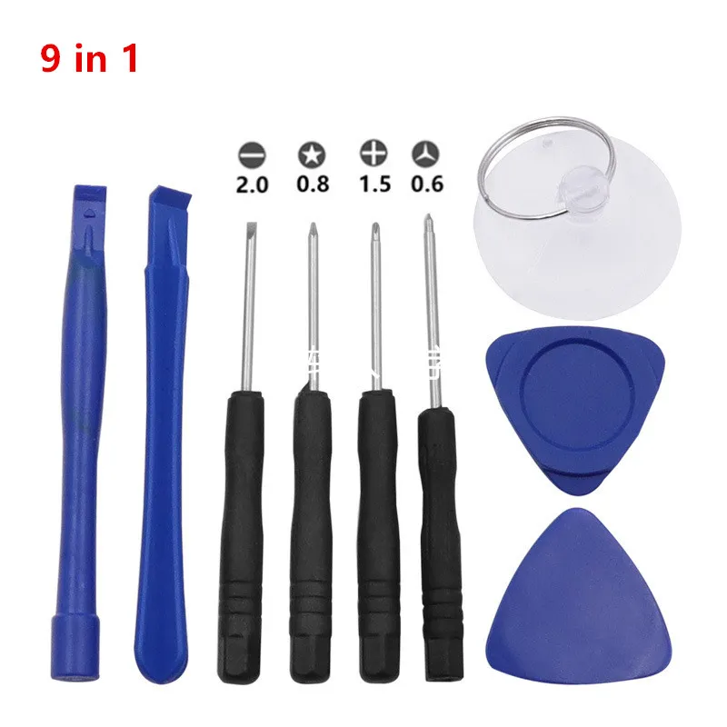 9 in 1 Reparatie Pry Kit Opening Gereedschap Met 5 Point Star Pentalobe Torx Schroevendraaier Voor samsung APPLE iphone 7 8 plus 11 12 13 pro max