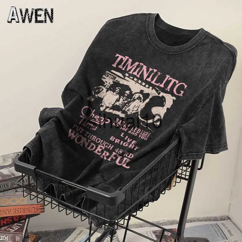 T-shirt Femme Homme Vintage Surdimensionné Vieux Chemise À Manches Courtes Femmes Été Hip Hop O-cou Streetwear Femmes Harajuku T-shirt Vêtements Lâche Tee J230627