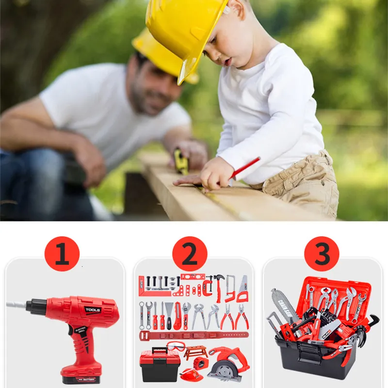 Childrens Engineer Toolbox Set With Electric Drill And Screwdriver