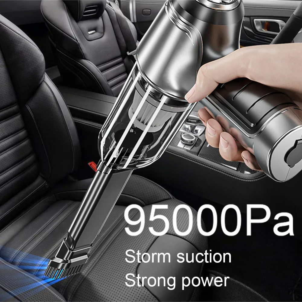 Vacuums 95000Pa Portable Wireless Car Vacuum Cleaners Cordless Handheld Mini Vaccum Cleaner Car Home Desktop Cleaning Home Appliances 230626