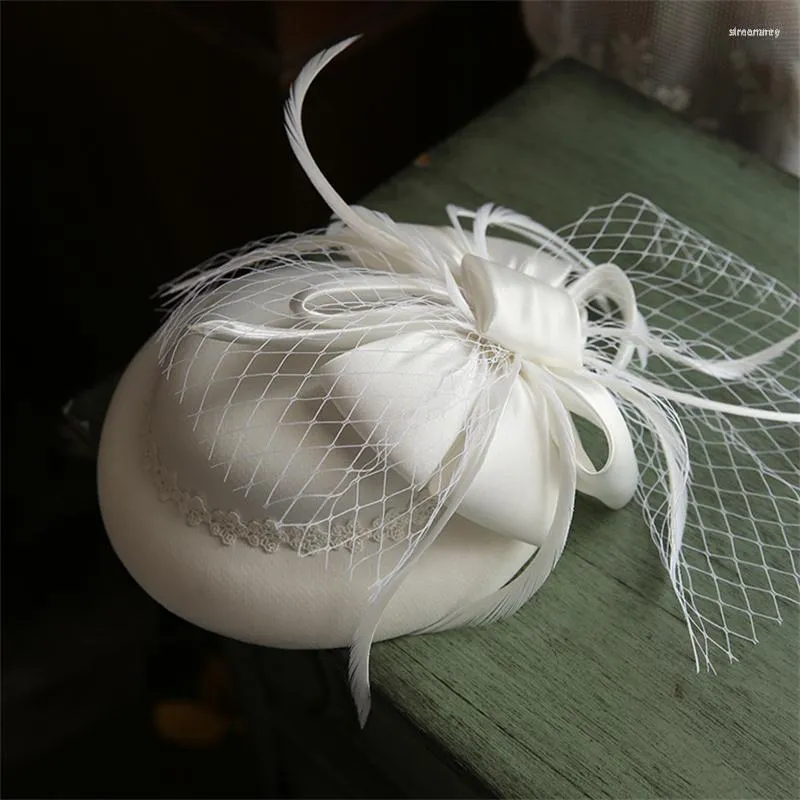 Saç Klipleri Moda Düğün Fascinators Şapka Kadın Şapkalar Gelin Aksesuarları Parti Kilise Birdcage Peçe