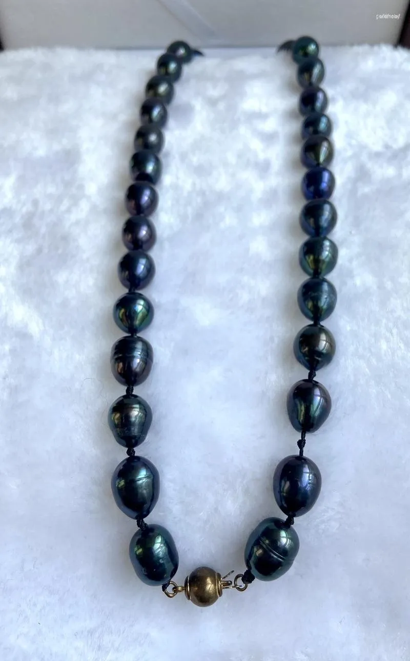 Chaînes prix spécial 12x15mm naturel cultivé noir goutte perle collier femmes mode perle bijoux