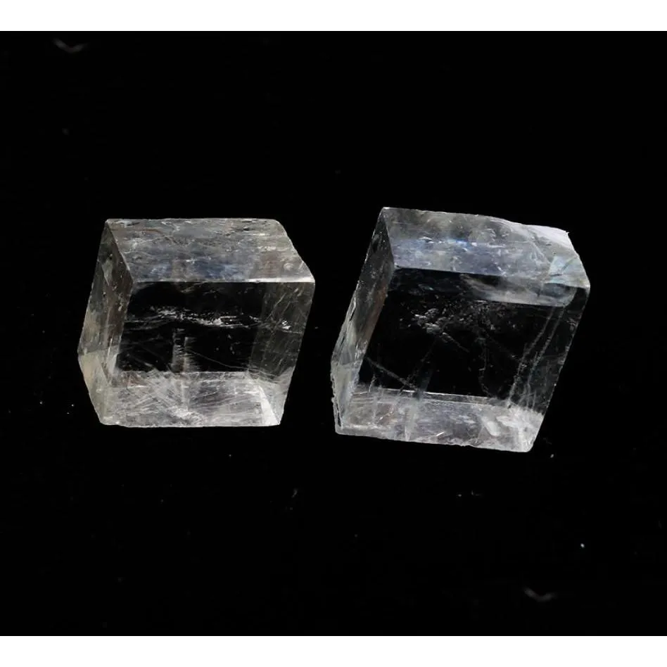 Arts and Crafts 2pcs Natural Clear Square Calcite Stones Islandia Quartz Crystal Rock Energy Stone Mineral Specimen Healing12183 DHC6V