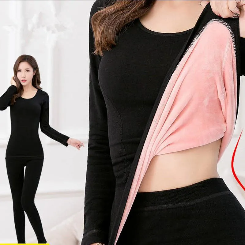 Women's Two Piece Pants Women's Thermal Underwear Woman Winter Sets Long Johns Women Top Set Suits Warming X361