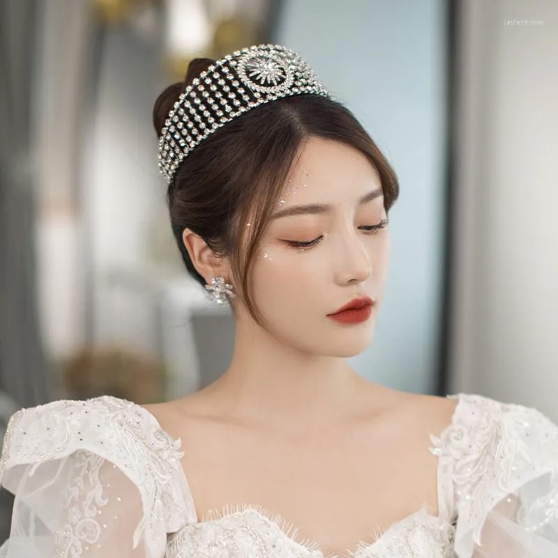 Headpieces 2023 Fashion Baroque Luxury Crystal Bride Crown Tiaras Silver Wedding Jewelry Princess Anniversary Party Headpiece