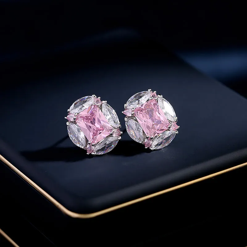 Marchio di moda coreano 3A Zircone s925 Orecchini a bottone in argento Donna Orecchini di diamanti lucidi di lusso Fascino Orecchini classici femminili Festa di nozze Regali di gioielli di fascia alta