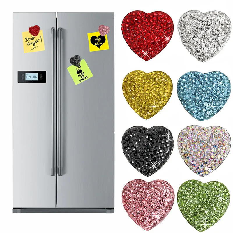 Aimants magnétiques de réfrigérateur de coeur autocollant créatif autocollant de décor à la maison 9 couleurs